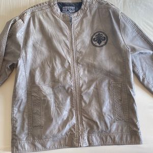 Affliction Live Fast Leather 2XL Mens Grey Jacket